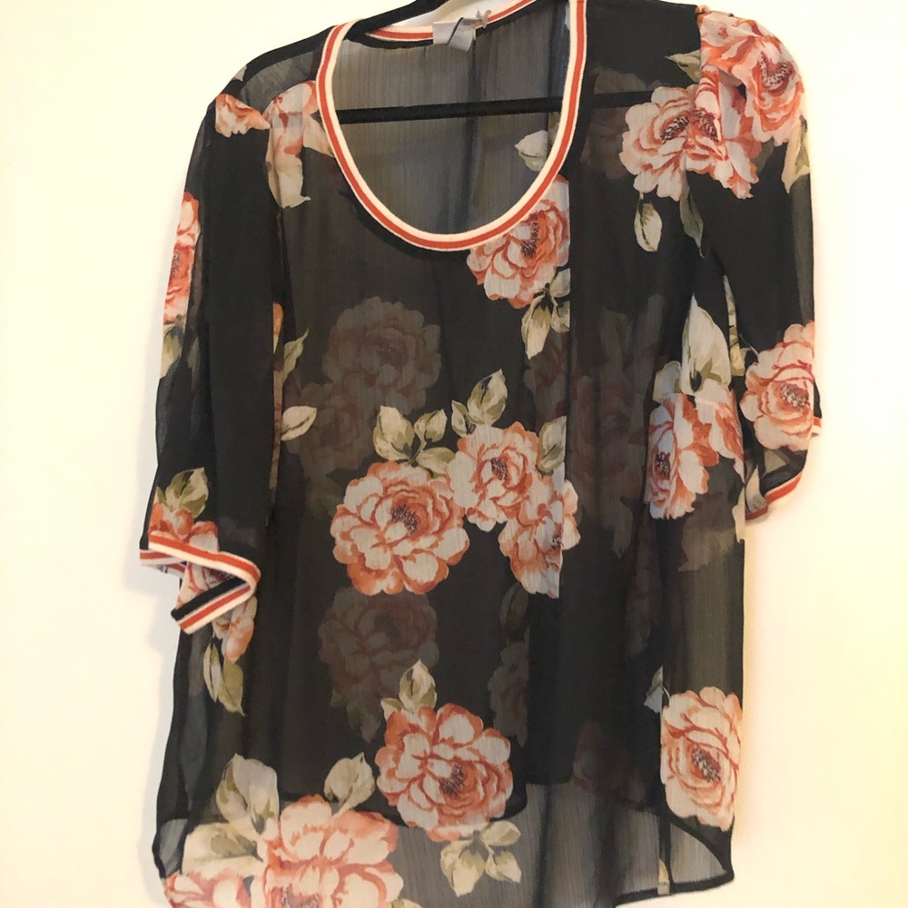See through floral top